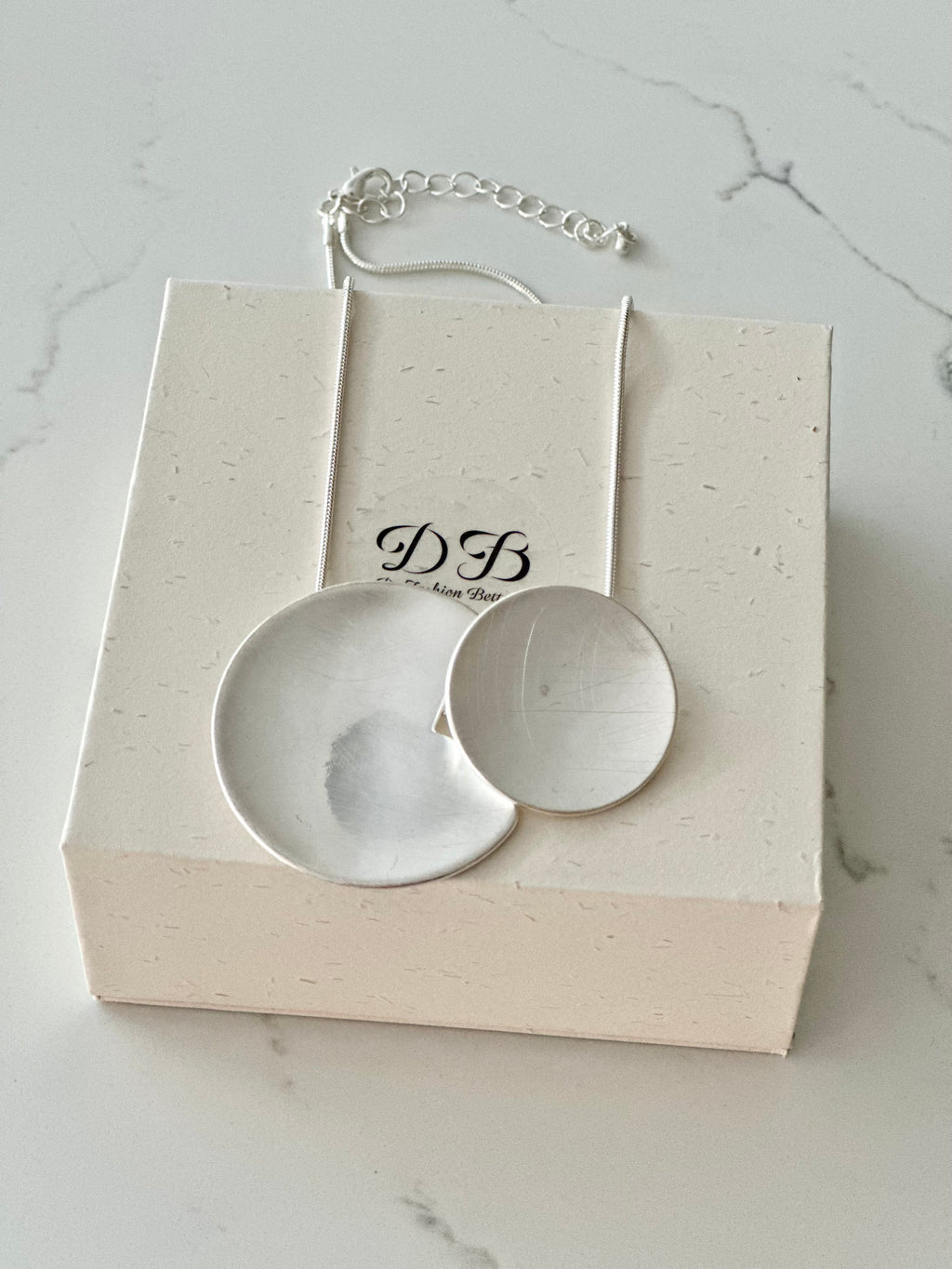 Minimalist Silver double-disc Statement Necklace