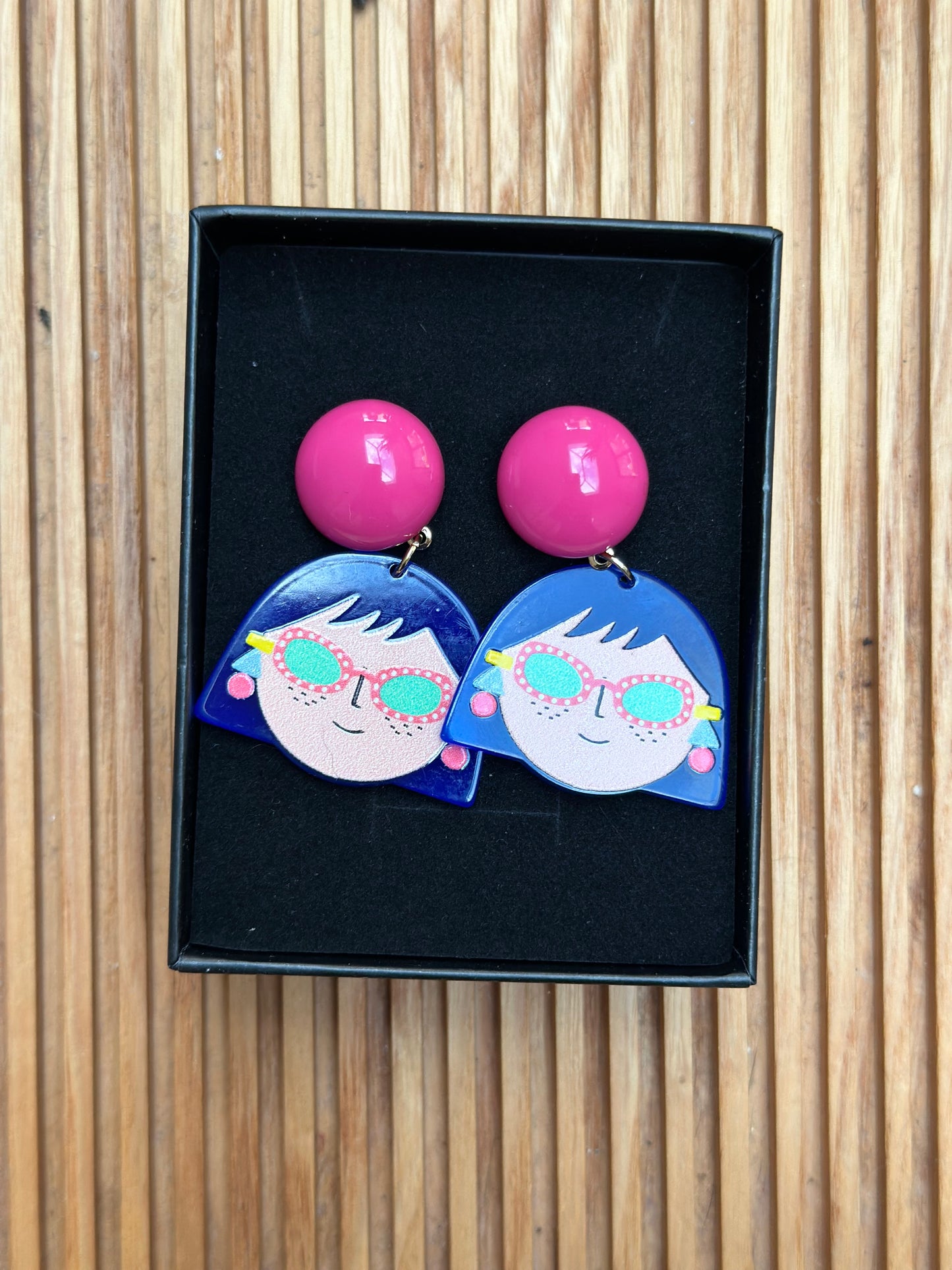 Fun Cartoon Face Earrings | Funky Colorful Statement Earrings | Cute Acrylic Dangle | Quirky Fashion Jewelry