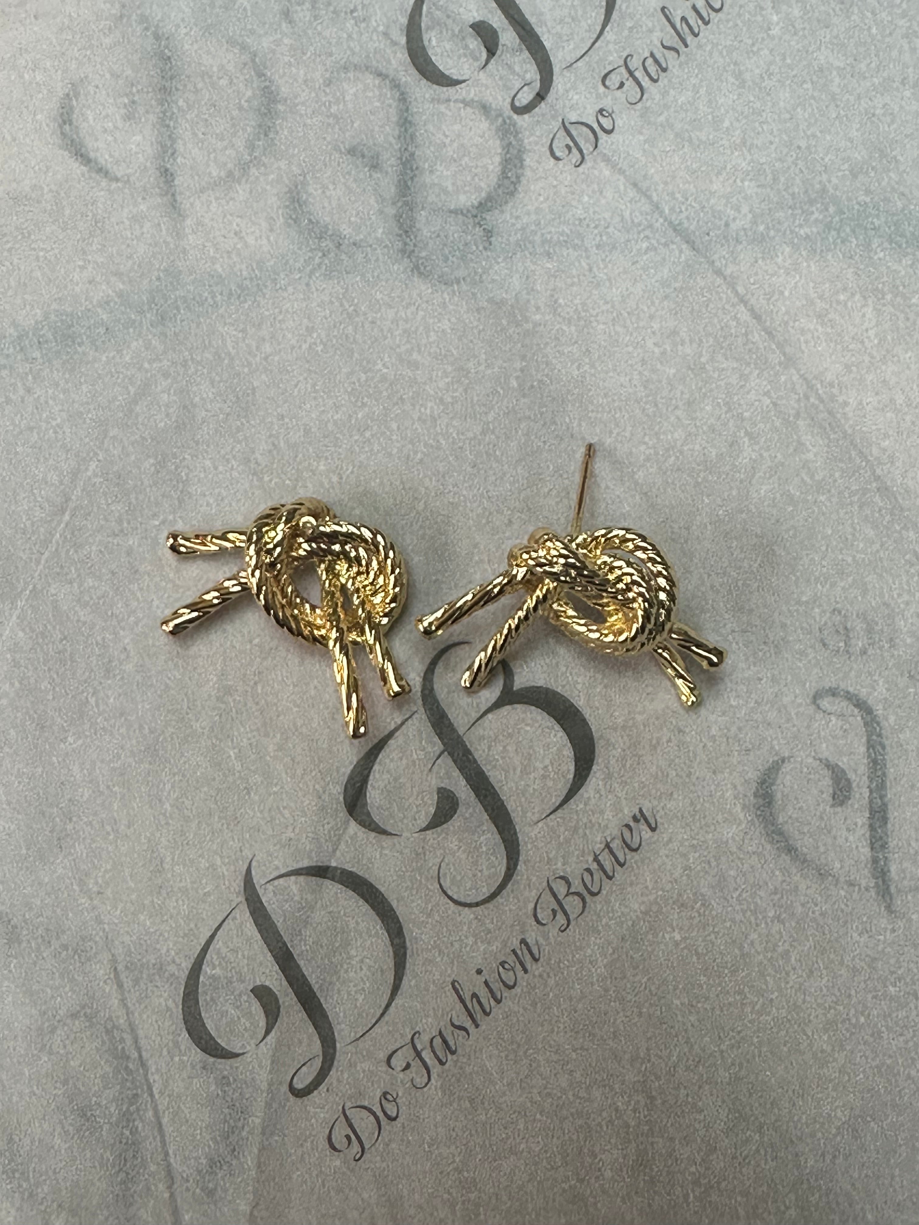 Gold Knot Stud Earrings