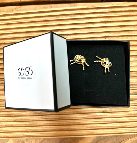 Gold Knot Stud Earrings