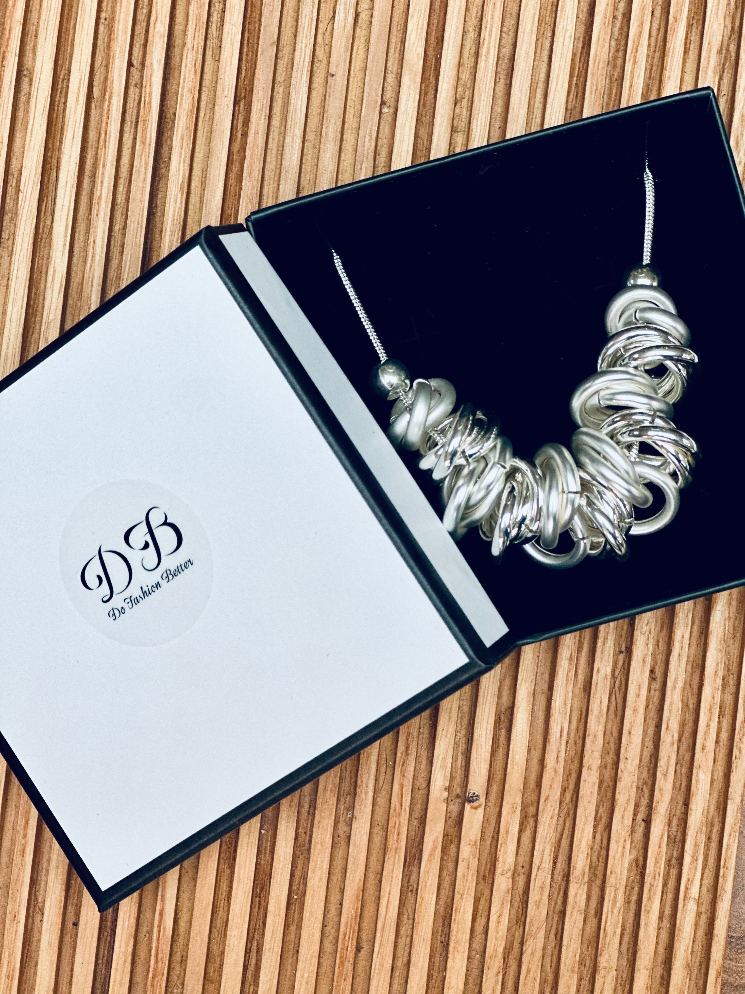 Sculptural Silver Circle Necklace, Modern Statement Jewellery, Contemporary Design