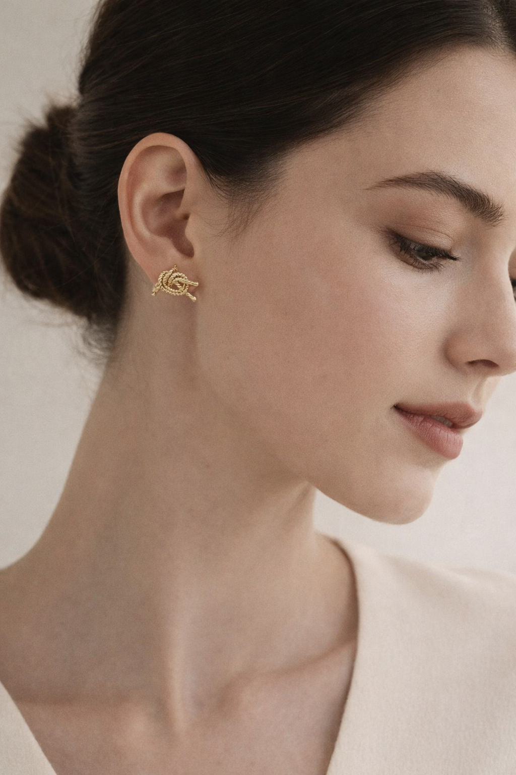 Gold Knot Stud Earrings